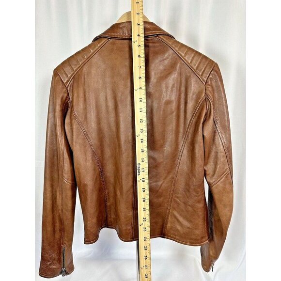Factory Firenze Soft Italian Leather Women’s Jacket Sz M Zip Front,SleevesPocket - Picture 9 of 12